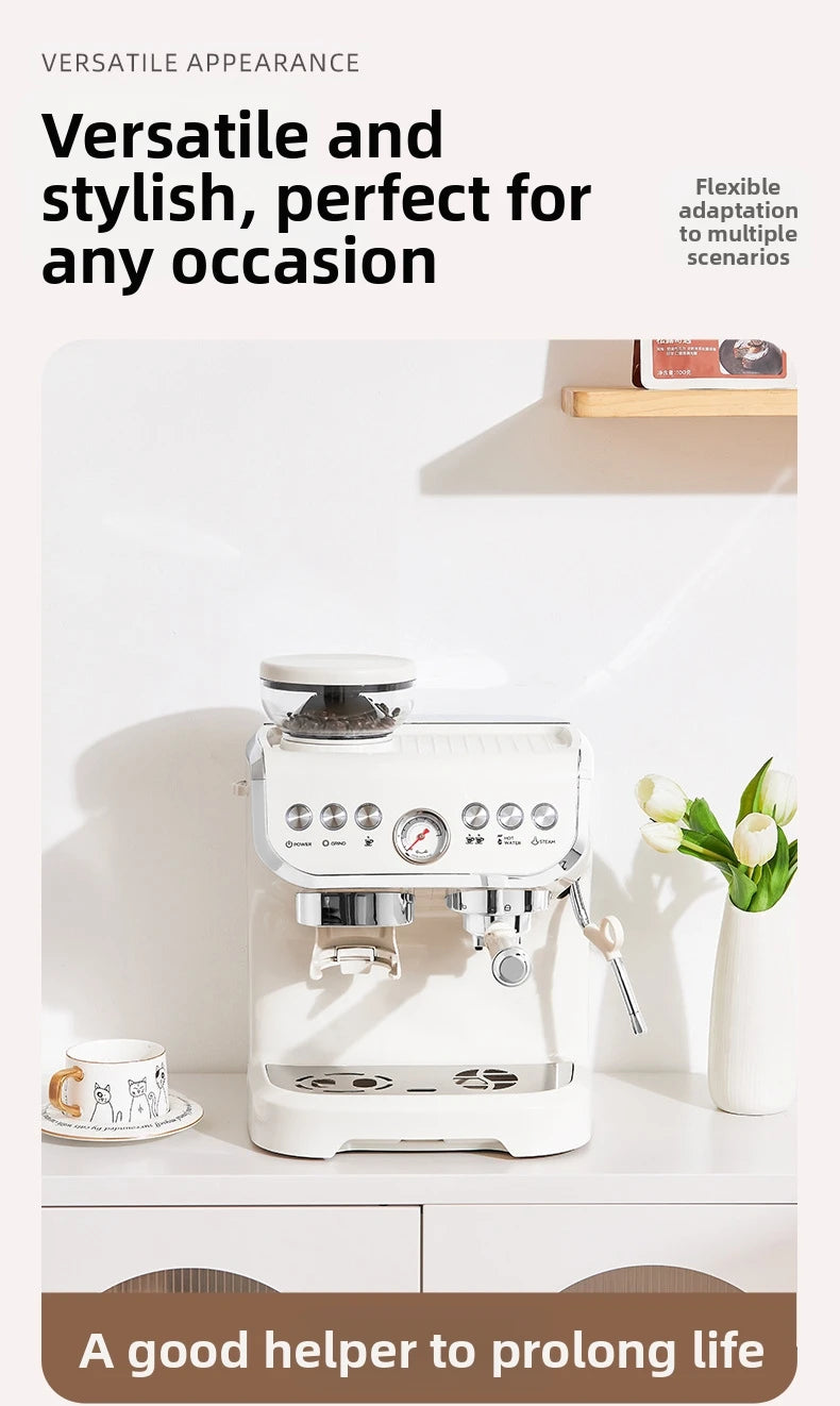 Electric Coffee Grinder&Maker Machine-20Bar Pressure, Built-in Burr Grinder, Programmable Brewing, for Espresso/Latte/Cappucino
