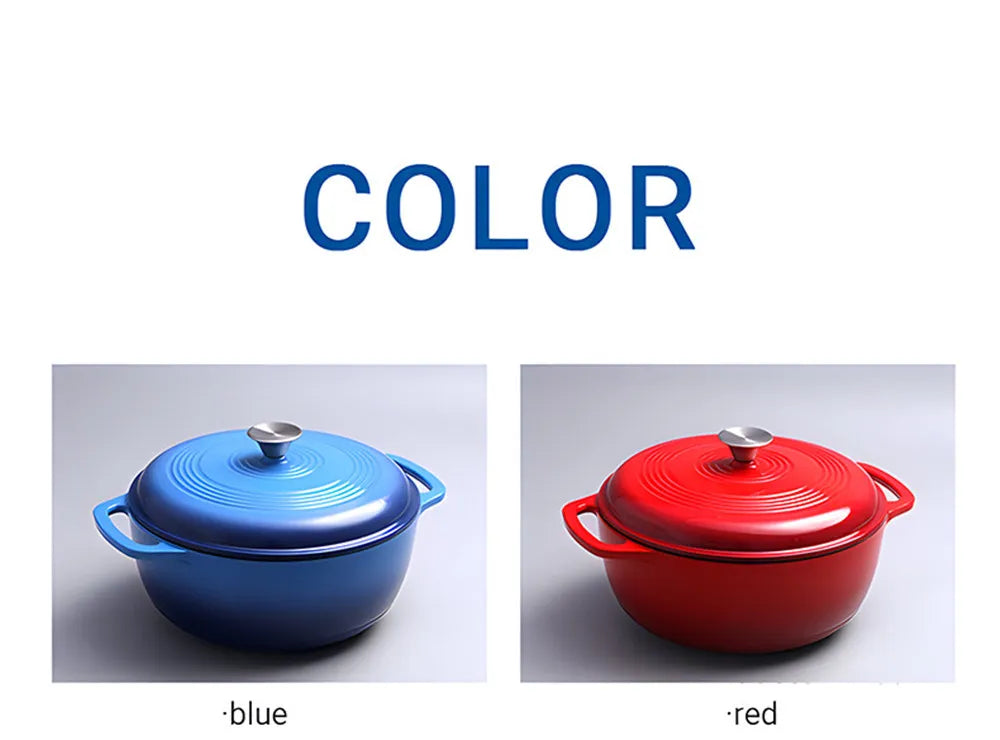 28cm Enameled Cast Iron Dutch Oven Dual Handles 6 Quart Stew Pot Use to Cook Bread Baking Soups Casserole Dish Oven Safe 500° F