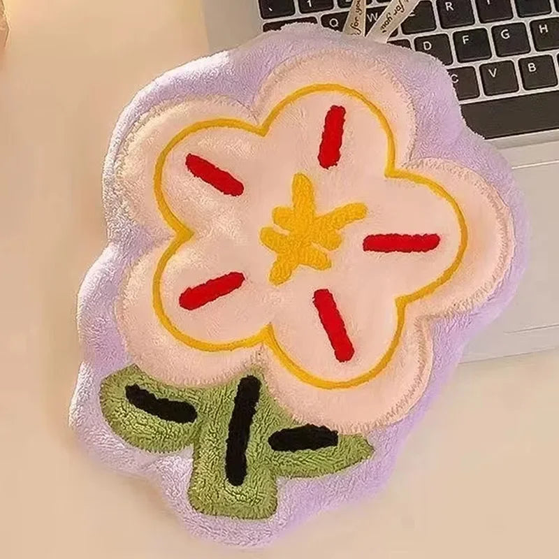 1pc New Flower Shape Hand Towel Super Absorbent Cleaning Cloth Bathroom Kitchen Hanging Hand Wipe Thicken Handkerchief Dishcloth