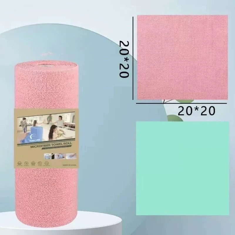 Disposable Dish Rag Roll 20pcs Microfiber Towels 20x20CM Cleaning Cloths Reusable Washable Towels Hand Tear Kitchen Wipes