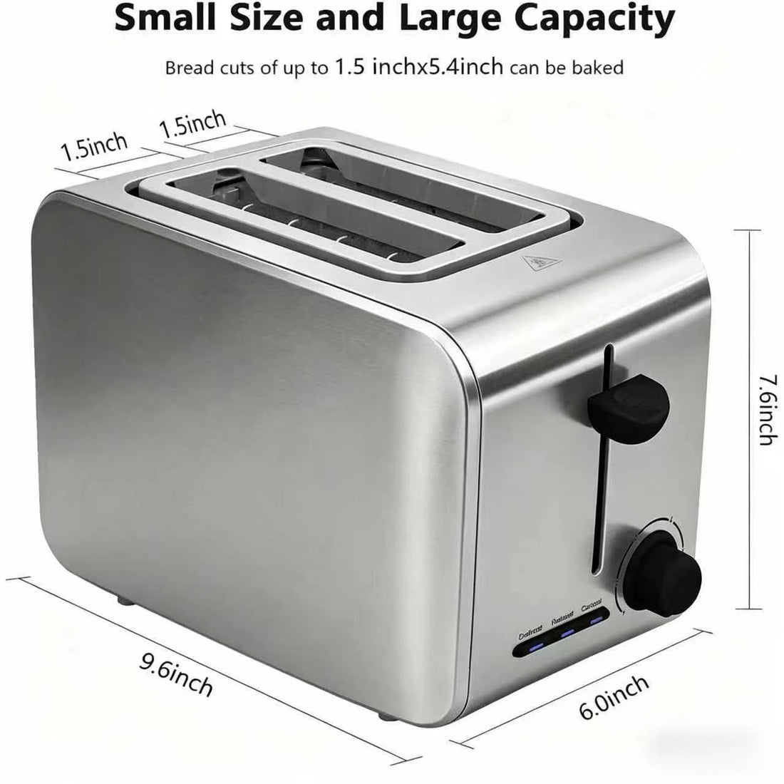 Stainless Steel Toaster – Household Appliance 2-slice Sandwich Toaster Rapid Heating; Portable Automatic Pop-up; Multi-function