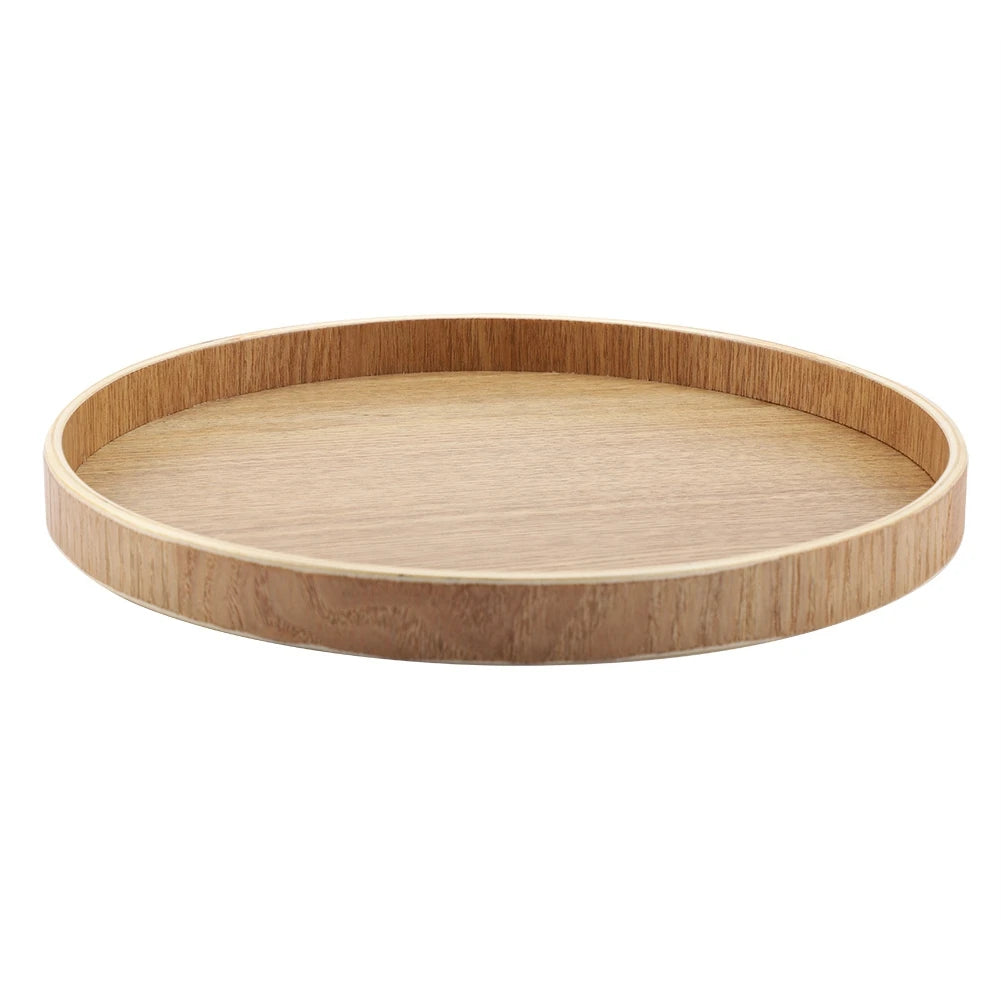 Wood Round Tray Nordic Wooden Serving Tray for Coffee Fruits Candies Table Kitchen Food Home Decoration Wooden Serving Tray