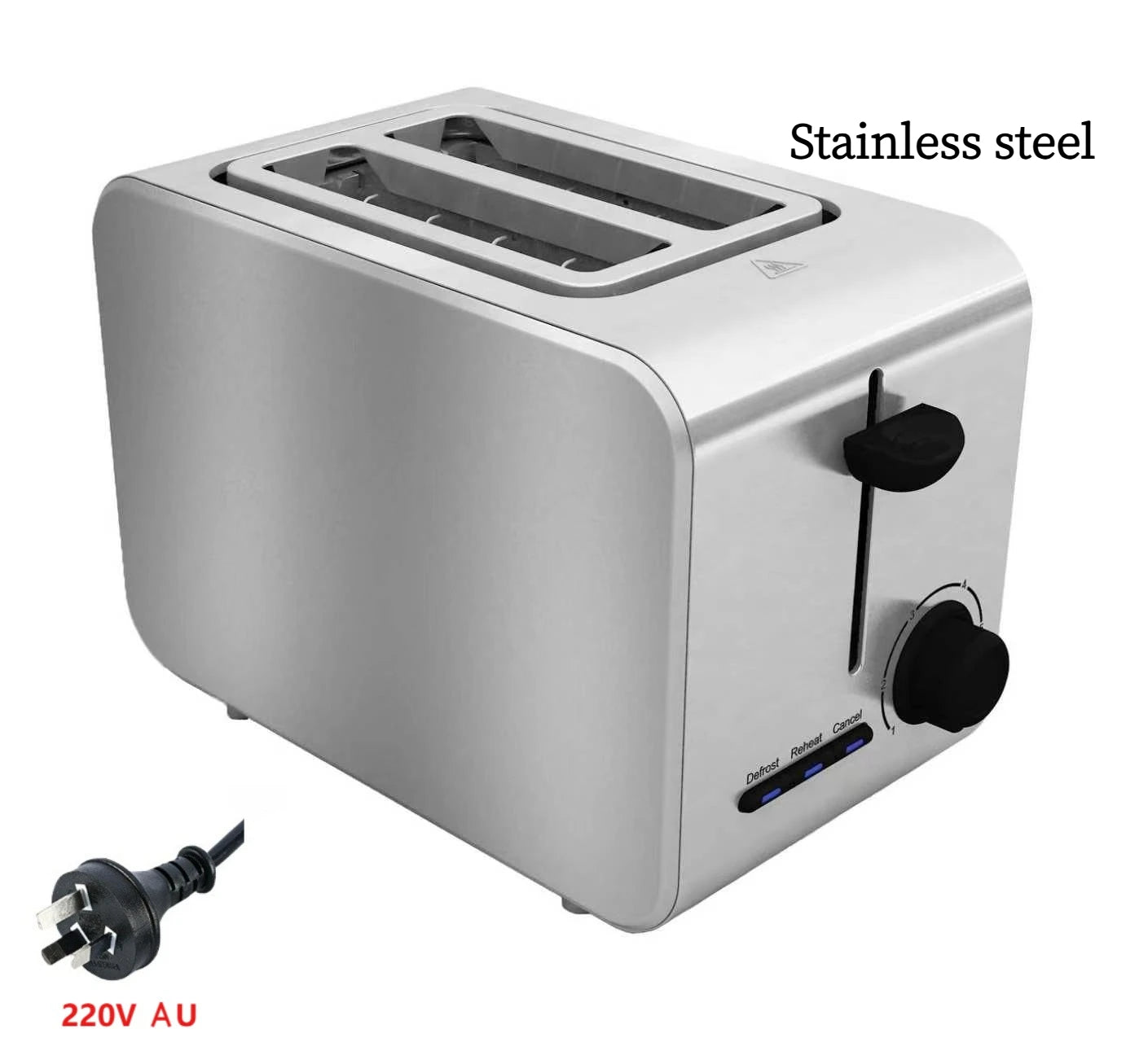 Stainless Steel Toaster – Household Appliance 2-slice Sandwich Toaster Rapid Heating; Portable Automatic Pop-up; Multi-function
