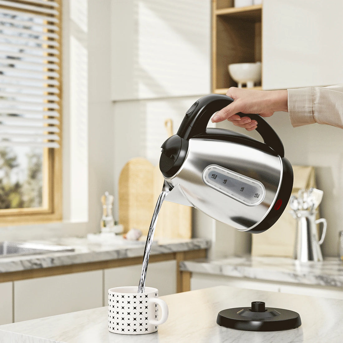 Electric Kettle, 1.8L Tea Kettle With LED Indicator, Auto Shut-Off and Boil-Dry Protection, Stainless Steel, 2200W