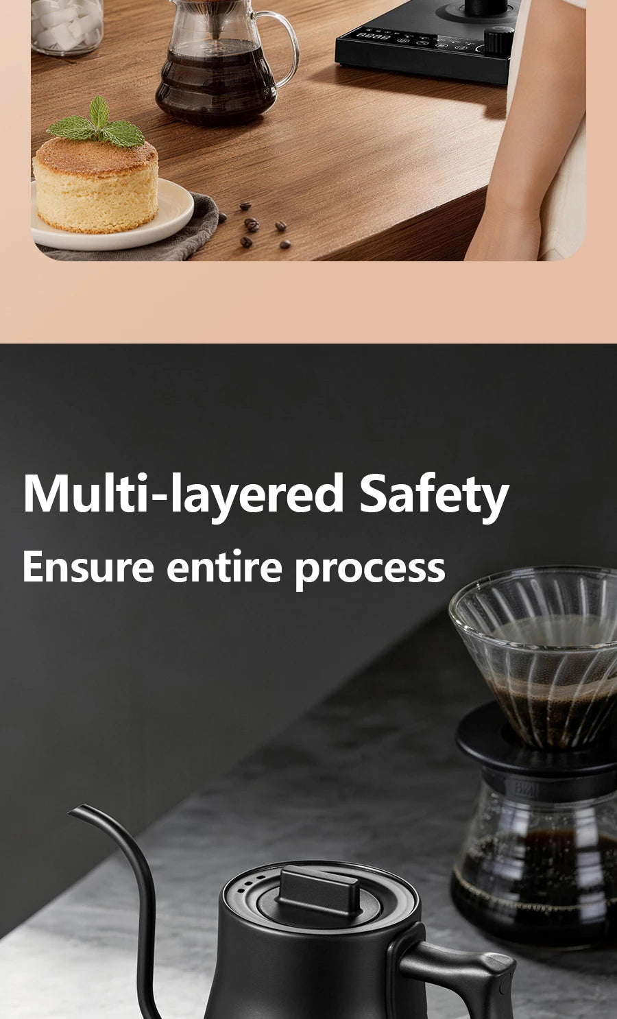 700ML Electric Gooseneck Kettle 1000W Temperature Control Rapid Heating Smart Teapot Hand Drip Brew Coffee Tea Water Pot 220V