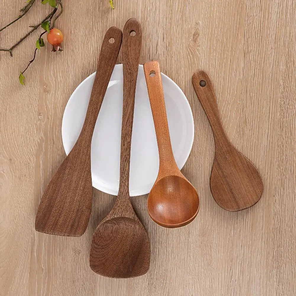 Walnut Wooden Kitchenware Long Handle Rice Scoop Tableware Heat Resistant Kitchen Tableware Tools For Cooking Eating