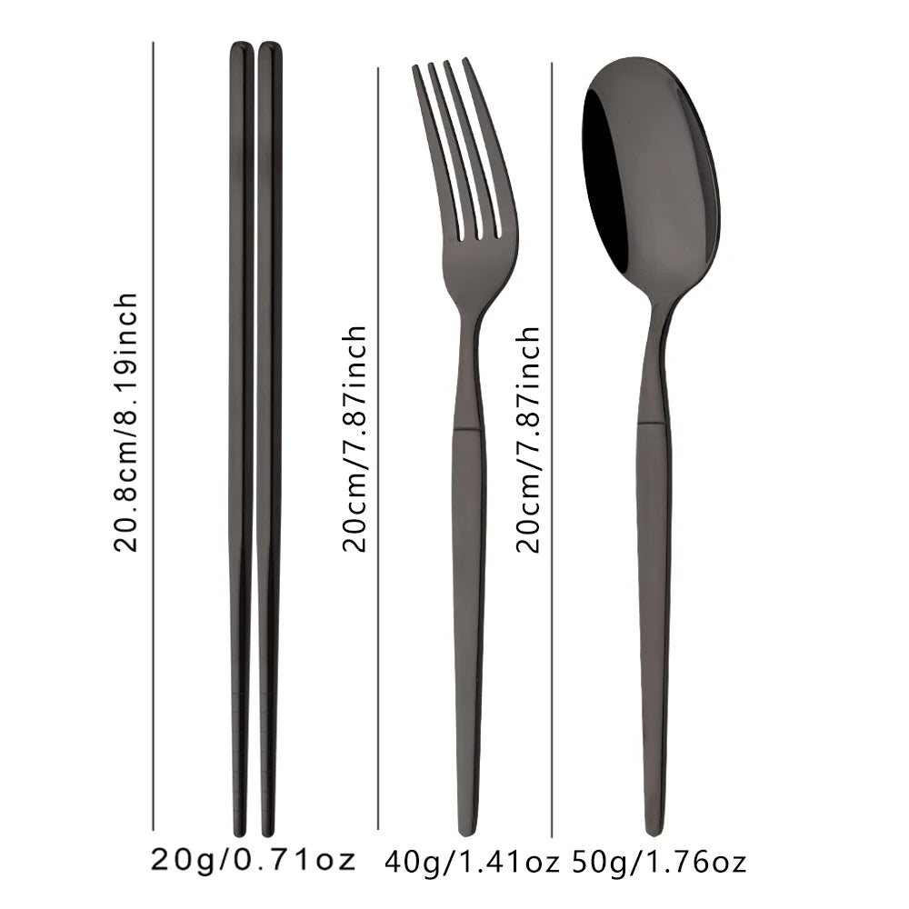 Golden Korean Tableware Set 12Pcs Luxury Mirror Flatware Cutlery Set Stainless Steel Dinnerware Fork Spoon Chopsticks Set