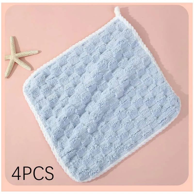 TILONDEX 1PC 30x30cm Cube Bubble Coral Fleece Hand Towels Super Absorbent Kitchen Dish Cloths
