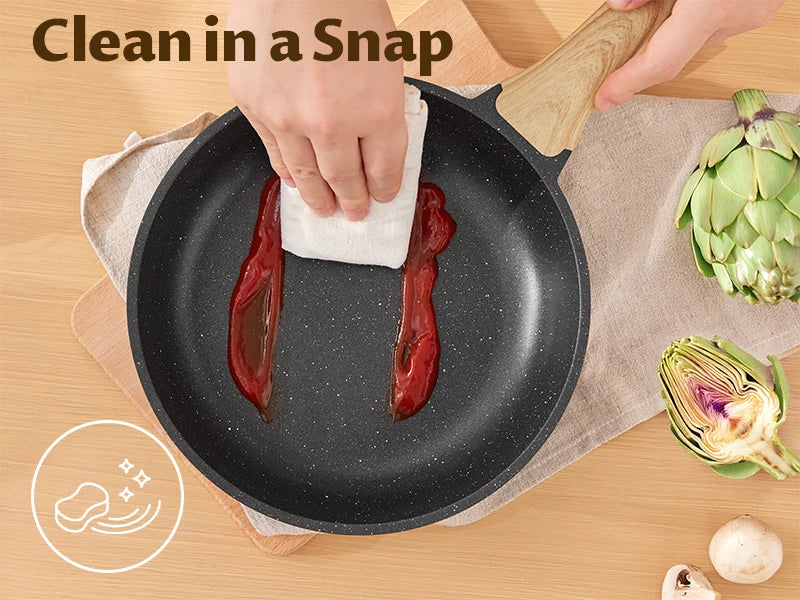 Induction Hob Pans Set 10pcs, Pots and Pans Set Non Stick, Kitchen Cookware Sets with Lids，Granite，PFAS-Free