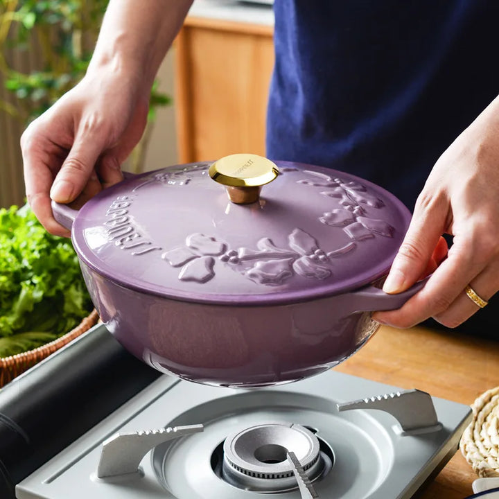 KITCHJOY 23cm Enameled Cast Iron Dutch Oven 2.8L Heavy Soup Pot Casserole Dish For Bread Baking And Stew Nonstick Braised Pot