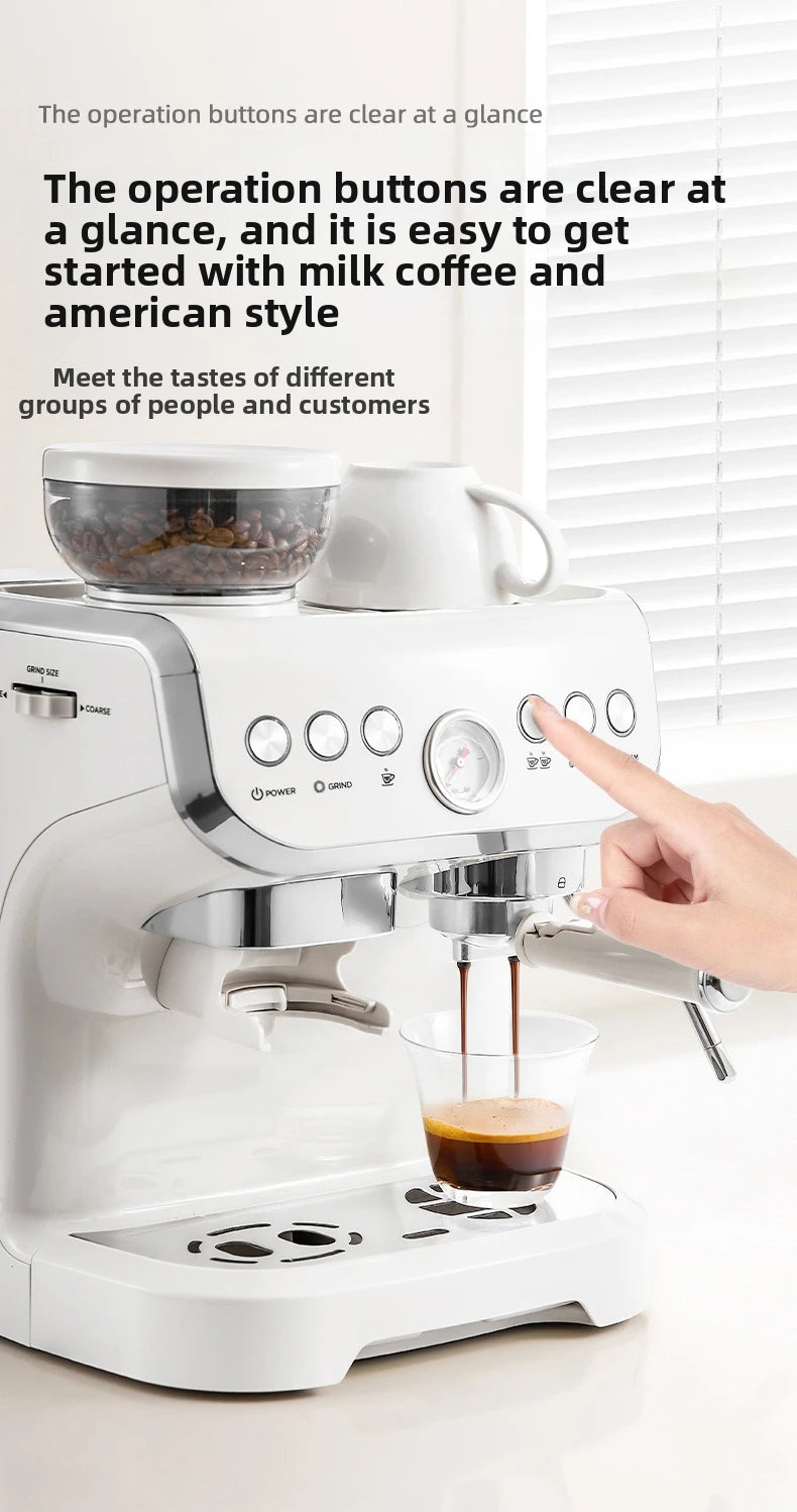 Electric Coffee Grinder&Maker Machine-20Bar Pressure, Built-in Burr Grinder, Programmable Brewing, for Espresso/Latte/Cappucino