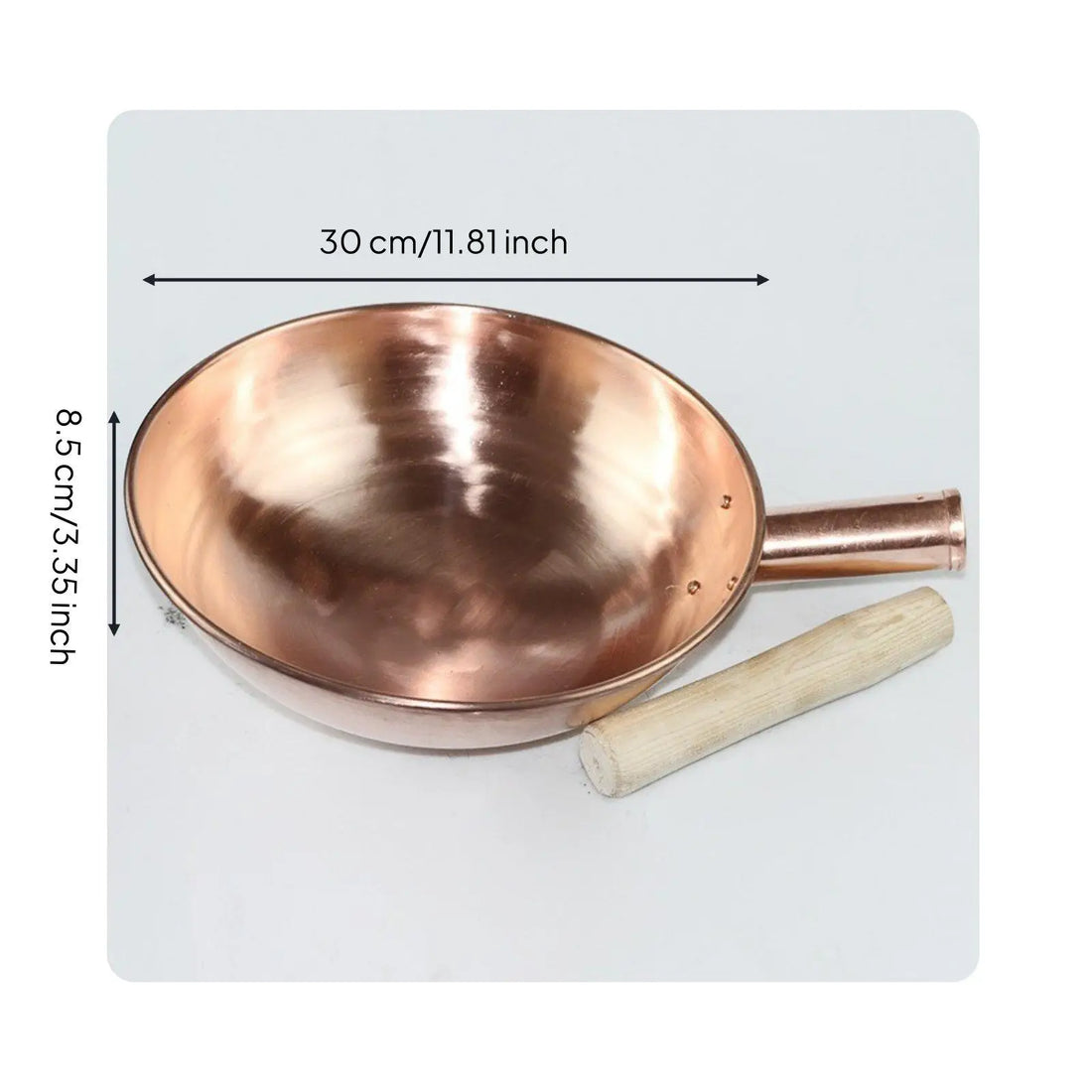 Copper Frying Pan Thick Copper Kitchen Wok Frying Sauté Pan Even Heating for Home Cooks and Chefs