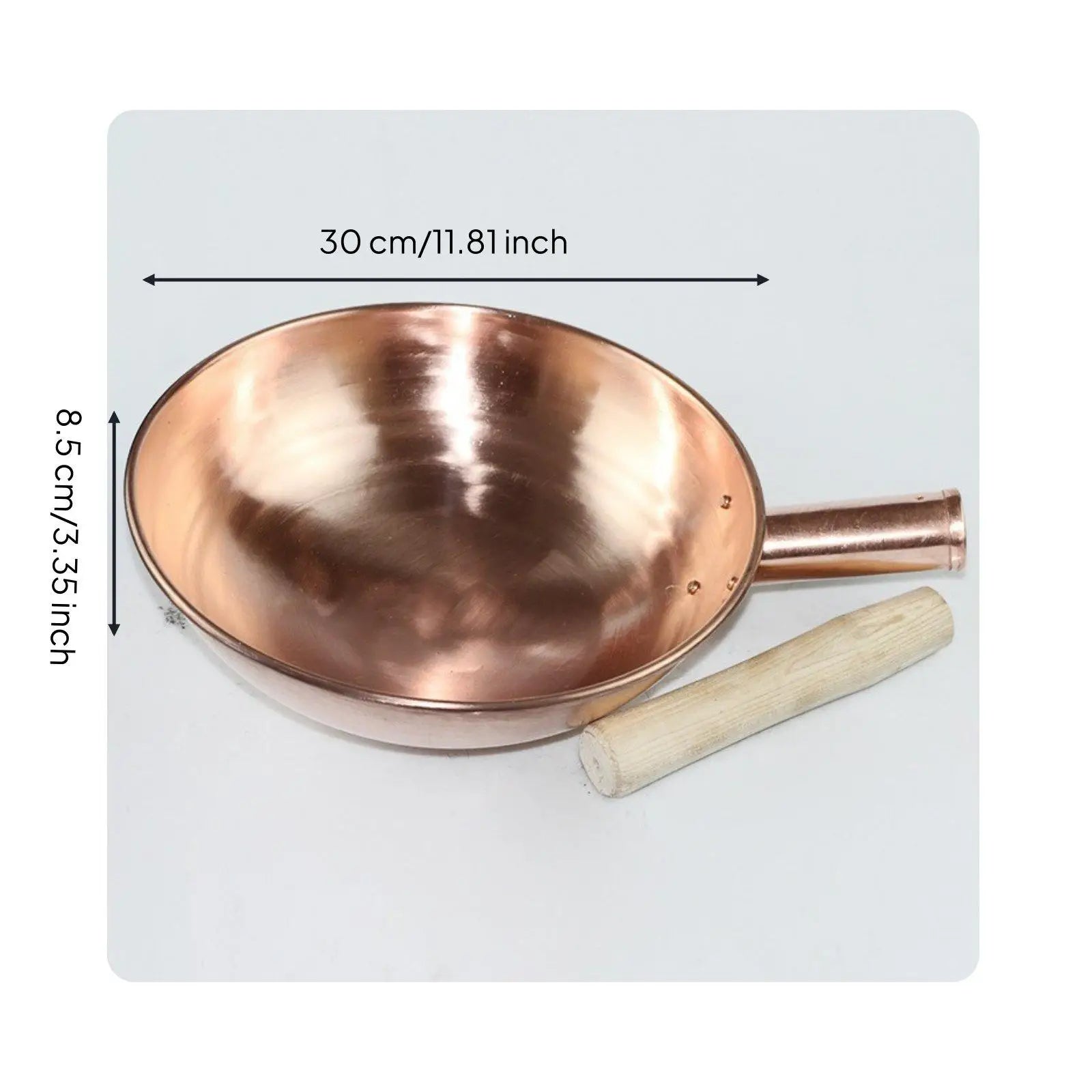 Copper Frying Pan Thick Copper Kitchen Wok Frying Sauté Pan Even Heating for Home Cooks and Chefs