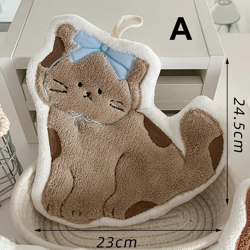 1pc Soft and Cute Cat Hand Towel Quick Drying Quick Drying Hanging Cute Cartoon Towel Household Kitchen and Bathroom Hand Towel