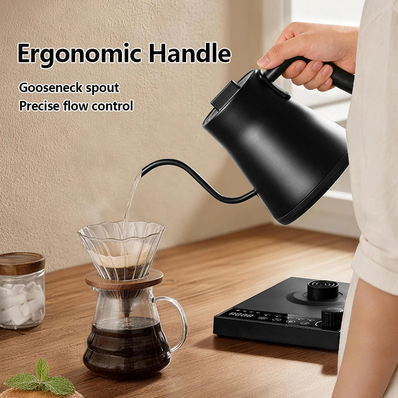 700ML Electric Gooseneck Kettle 1000W Temperature Control Rapid Heating Smart Teapot Hand Drip Brew Coffee Tea Water Pot 220V