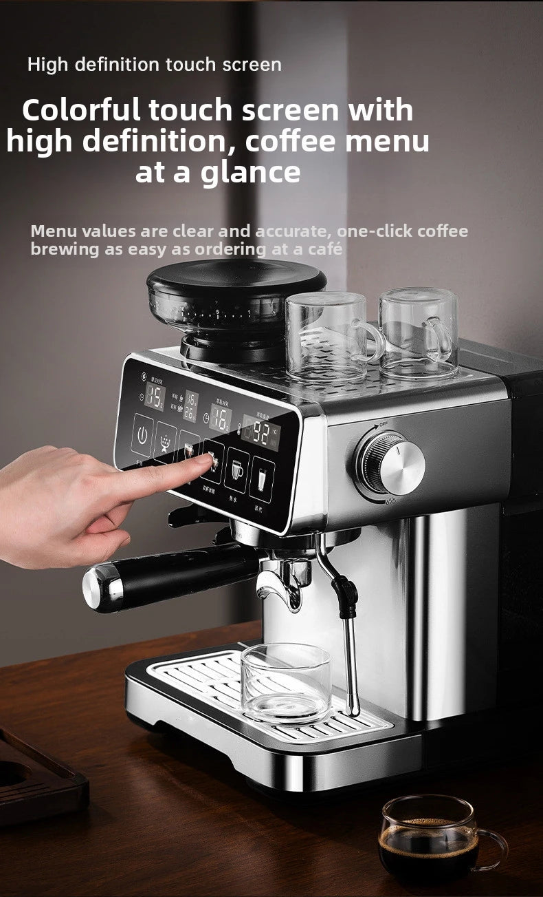 20Bar Espresso Machine with Milk Frother – Fully Automatic Coffee Maker, Built-in Grinder, Smart Touch Screen, for Home/Office
