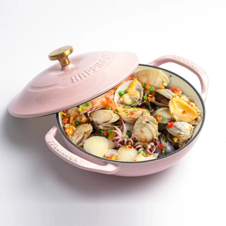 Enameled Cast Iron Dutch Oven 21cm Seafood Stockpot Cookware NonStick Enamel Pot Casserole Dish for All Heat Source Stew Pot