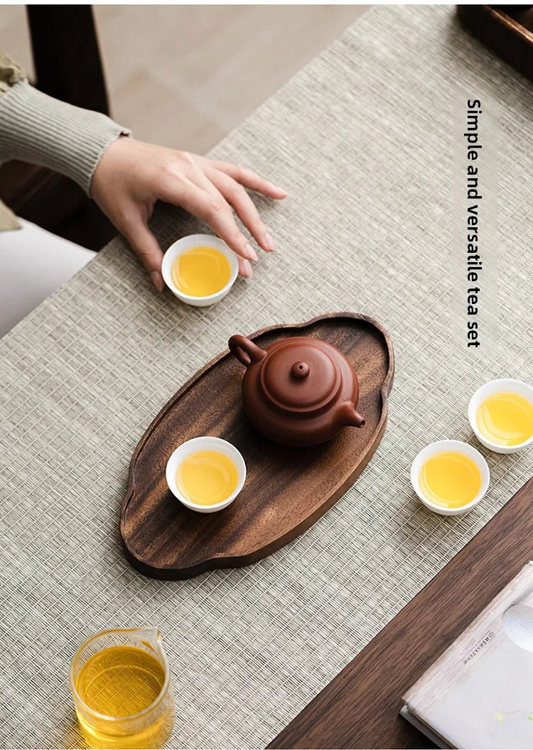 Chinese Style Walnut Wood Tea Tray Serving Plate Home Use  Wood Dry Pounding Table Tea Board Storage Wooden Tea Table Sn...