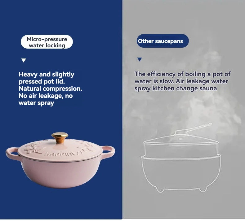KITCHJOY 23cm Enameled Cast Iron Dutch Oven 2.8L Heavy Soup Pot Casserole Dish For Bread Baking And Stew Nonstick Braised Pot