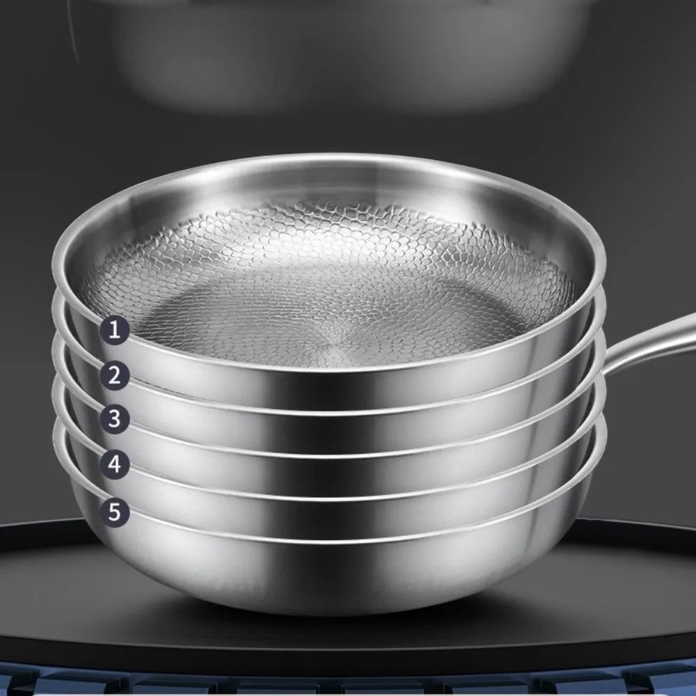 26/28/30/32cm Titanium Frying Pan Uncoated Non Stick Steak Frying Pan Thickened Fish Scale Hammer Pattern Kitchen Cookware