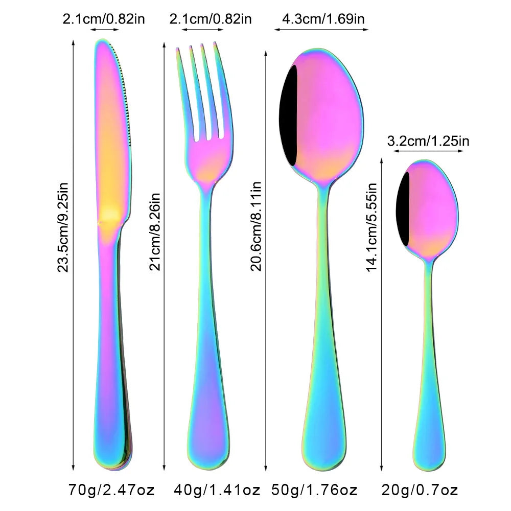 24Pcs Tableware Dinnerware Set Western Gold Cutlery Set Stainless Steel Fork Knife Teaspoon Dinner Kitchen Flatware Set