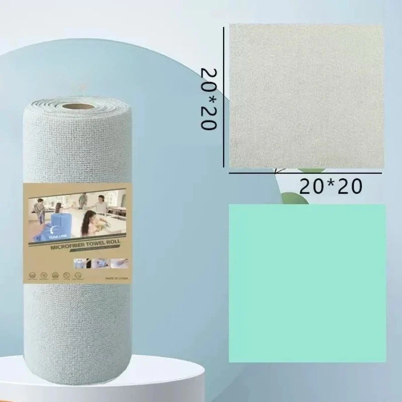 Disposable Dish Rag Roll 20pcs Microfiber Towels 20x20CM Cleaning Cloths Reusable Washable Towels Hand Tear Kitchen Wipes