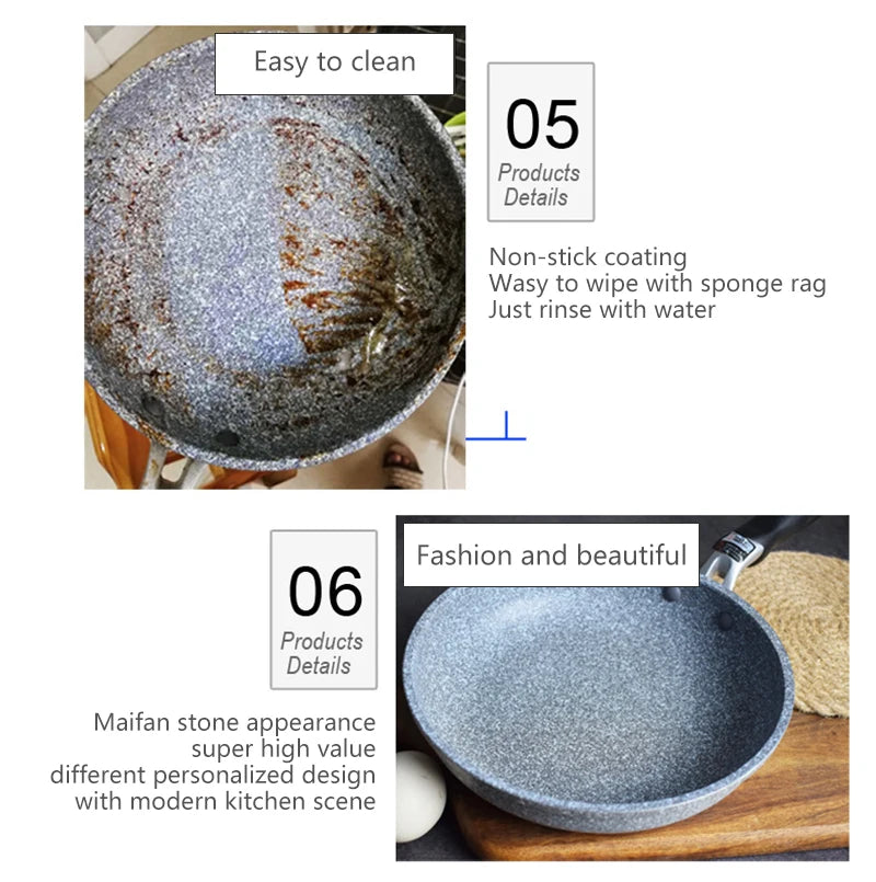 Frying 28/26/24/20cm Wok Non-stick Pan Skillet Cauldron Induction Cooker Pans Pancake Egg Gas Stove Home