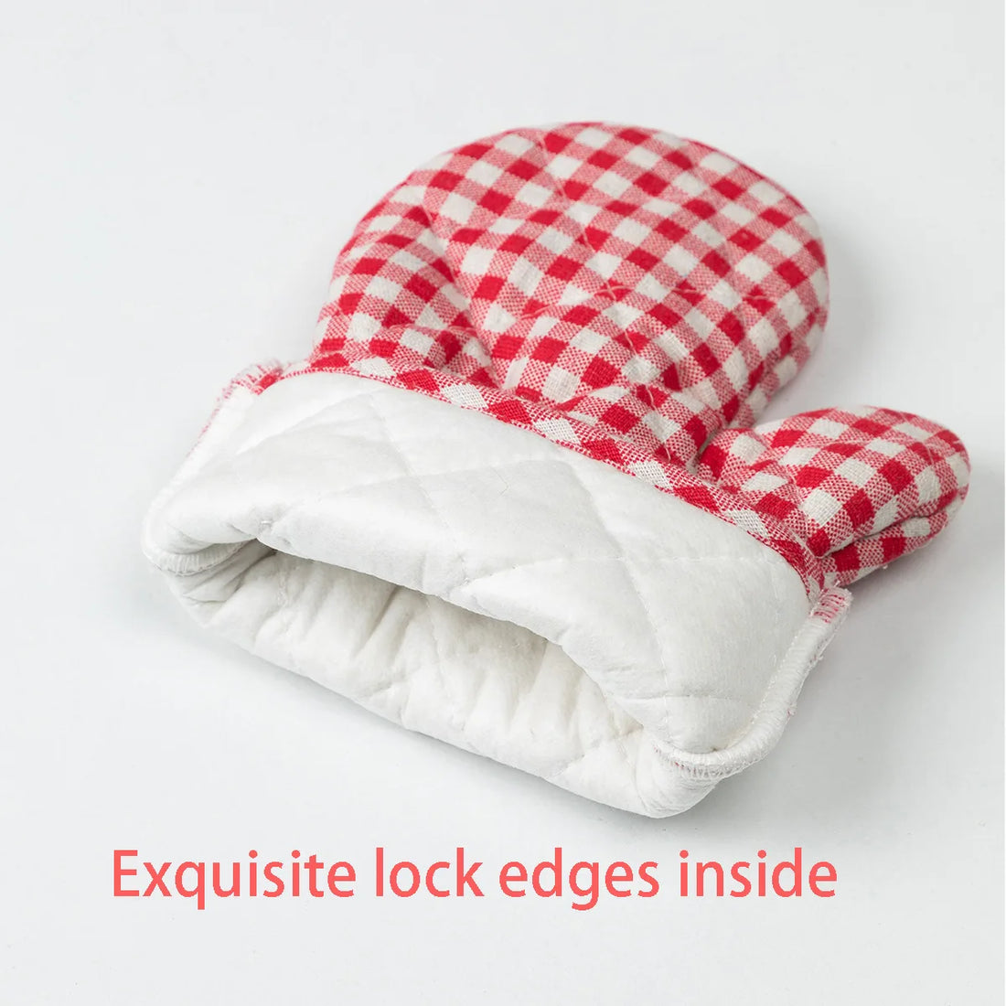 Anti Scald Oven Gloves, Kitchen With Cotton Lining, Thick Gloves Set, Multi-purpose Gloves, Red Checkered Oven Gloves Set