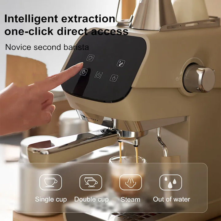 Compact Home Coffee Machine Semi-Automatic Espresso Maker with Steam Wand 15Bar Pressure for Rich Crema Perfect for Lattes