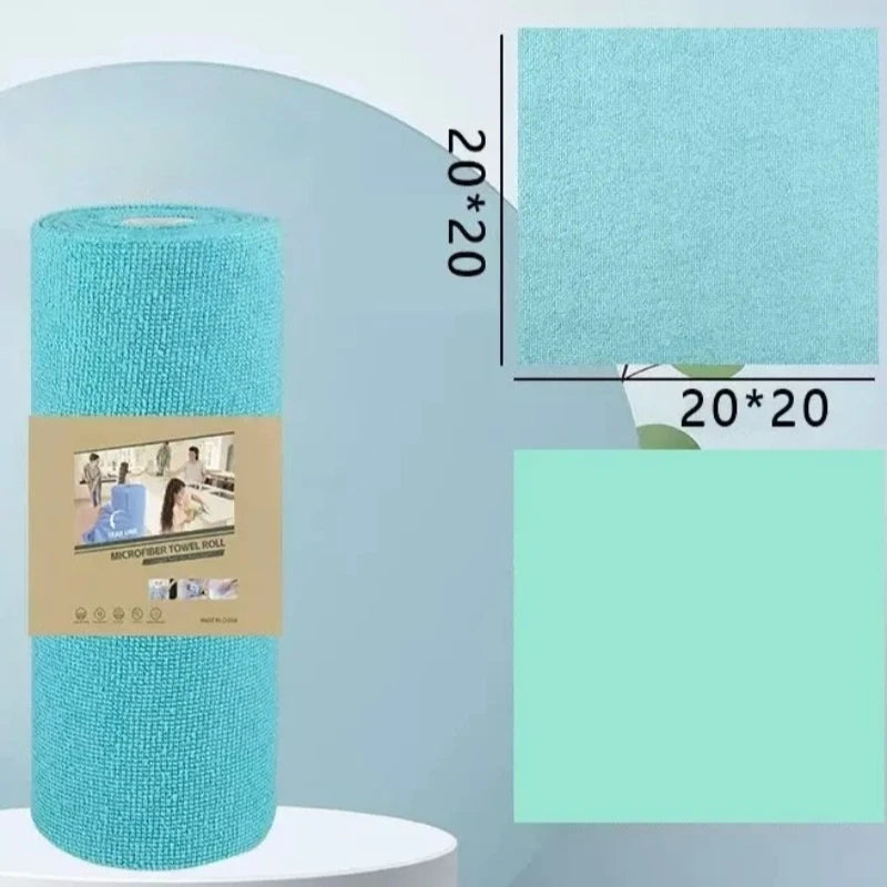 Disposable Dish Rag Roll 20pcs Microfiber Towels 20x20CM Cleaning Cloths Reusable Washable Towels Hand Tear Kitchen Wipes