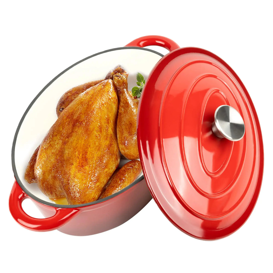 33cm Enameled Cast Iron Oval Dutch Oven for Braising Broiling Bread Baking 4L Saucepan Kitchen Utensil Cast Iron Casserole Dish