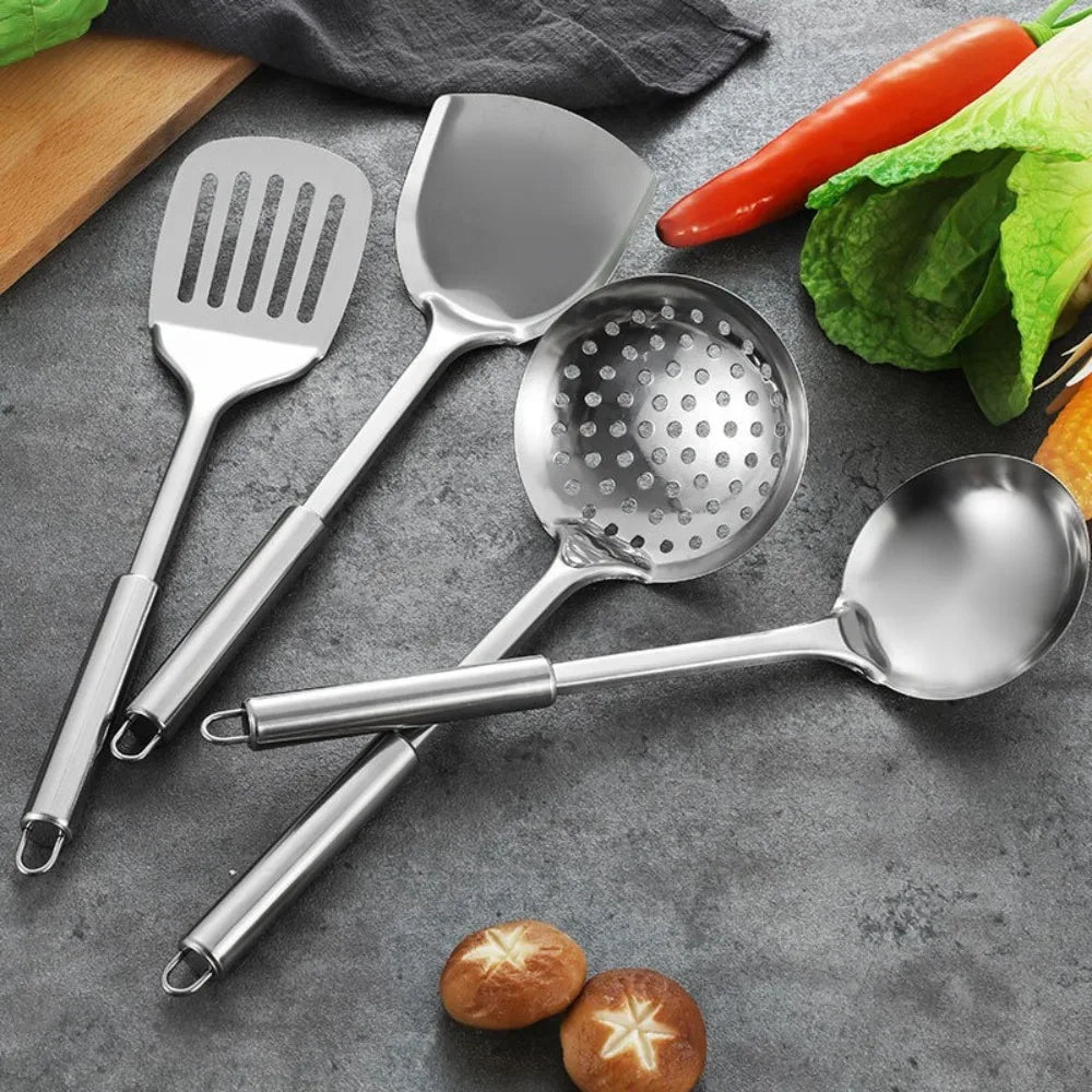 Durable Stainless Steel Wok Spatula Long Handle Kitchen Gadgets Kitchen Cooking Utensil Set Rice Spoon Ladle Cooking Tools