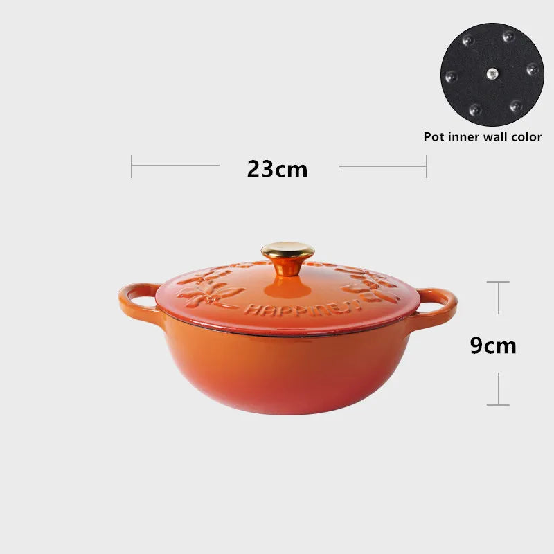 KITCHJOY 23cm Enameled Cast Iron Dutch Oven 2.8L Heavy Soup Pot Casserole Dish For Bread Baking And Stew Nonstick Braised Pot