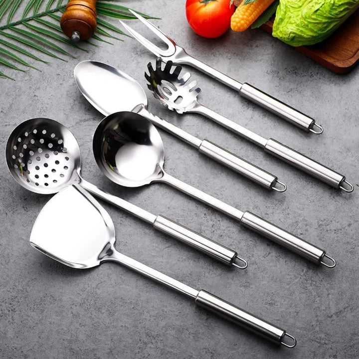 Durable Stainless Steel Wok Spatula Long Handle Kitchen Gadgets Kitchen Cooking Utensil Set Rice Spoon Ladle Cooking Tools