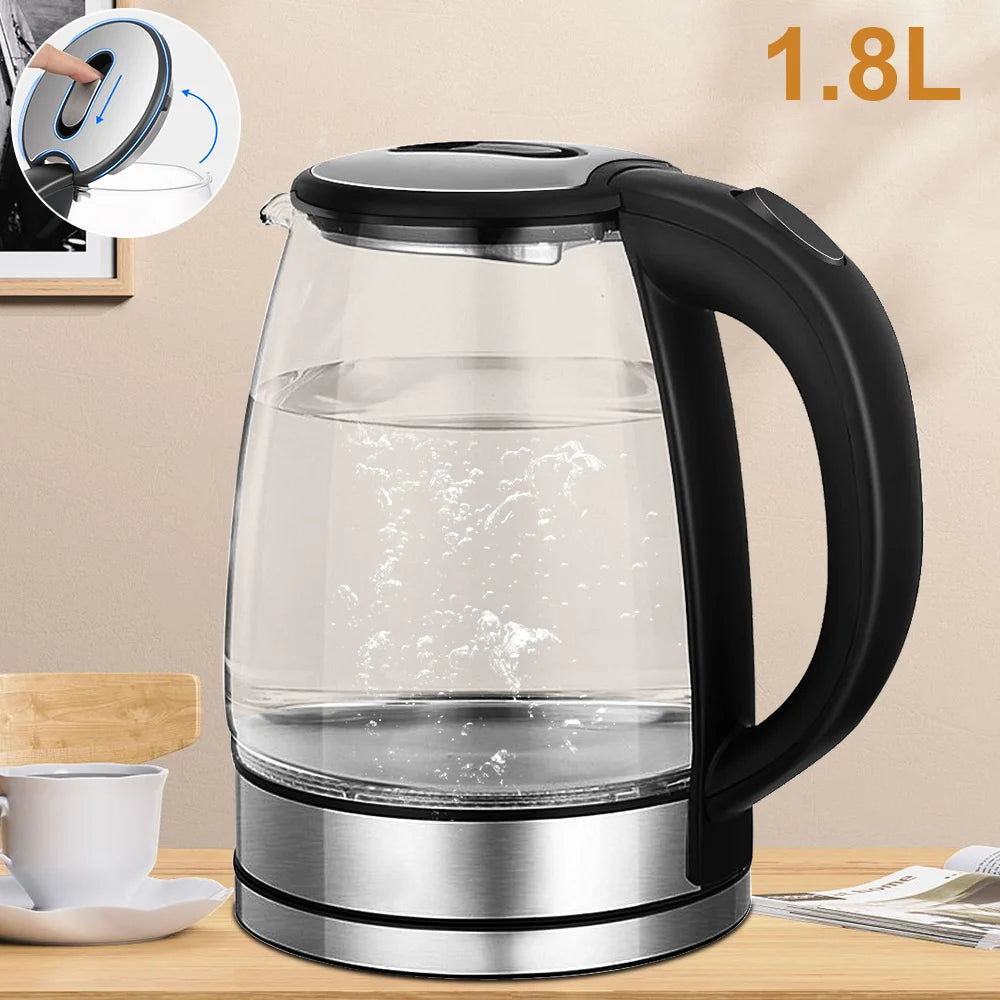 220V 1.8L Electric Kettle Glass Tea Kettle Water Boiler Home Kitchen water heater,Dry Boiling Protection