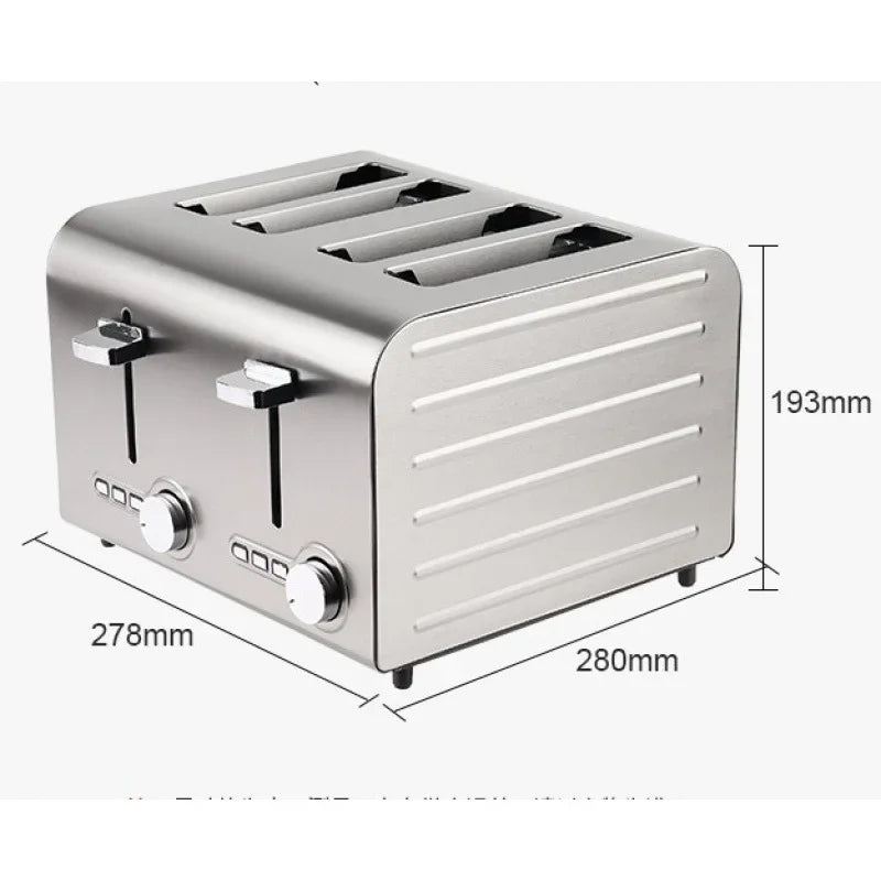 Commercial Stainless Steel Toaster 2/4/6 Slice Automatic Bread Machine Sandwich Maker for Restaurant Cafe