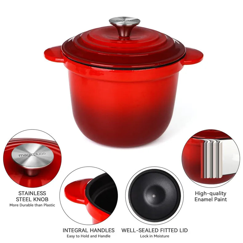 Enameled Mini Cast Iron Dutch Oven 1.5 Quart for Cooking Bake Bread Cast Iron Pot Casserole Dish Heavy Milk Pot Kitchen Stew Pot