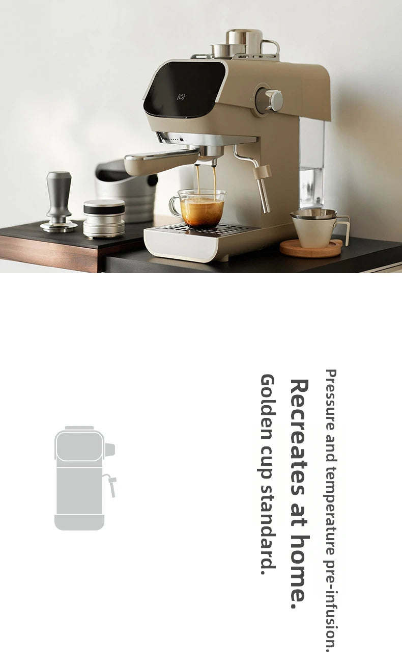 Compact Home Coffee Machine Semi-Automatic Espresso Maker with Steam Wand 15Bar Pressure for Rich Crema Perfect for Lattes