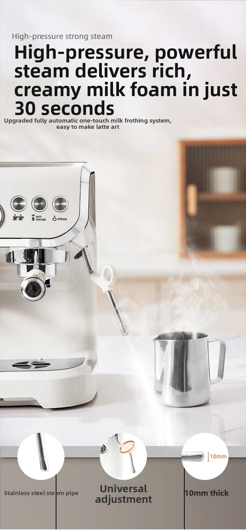Electric Coffee Grinder&Maker Machine-20Bar Pressure, Built-in Burr Grinder, Programmable Brewing, for Espresso/Latte/Cappucino