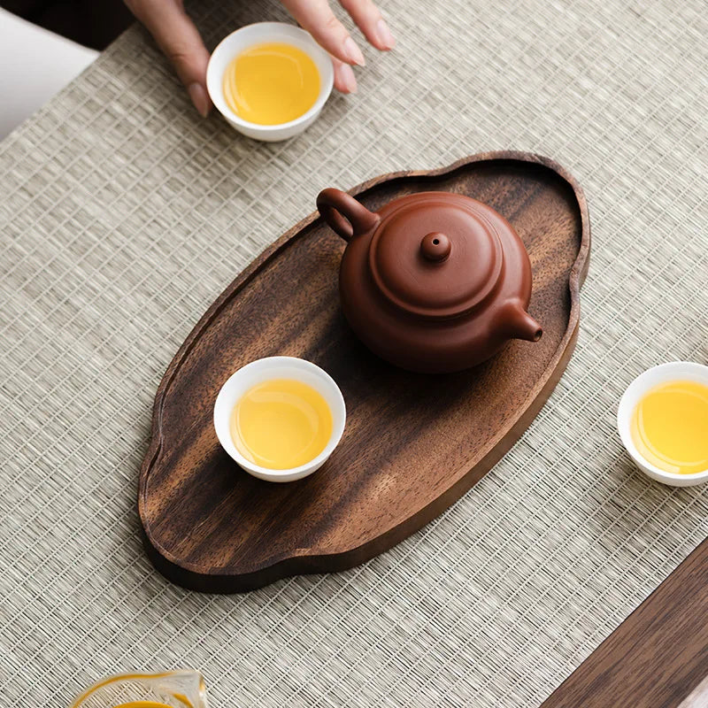 Chinese Style Walnut Wood Tea Tray Serving Plate Home Use  Wood Dry Pounding Table Tea Board Storage Wooden Tea Table Sn...