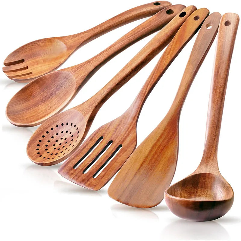 Best Wooden Spoons for Cooking Acacia Wooden Kitchen Utensils Set Smooth Non Toxic Wood Cooking Spatula Turner Serving Spoon