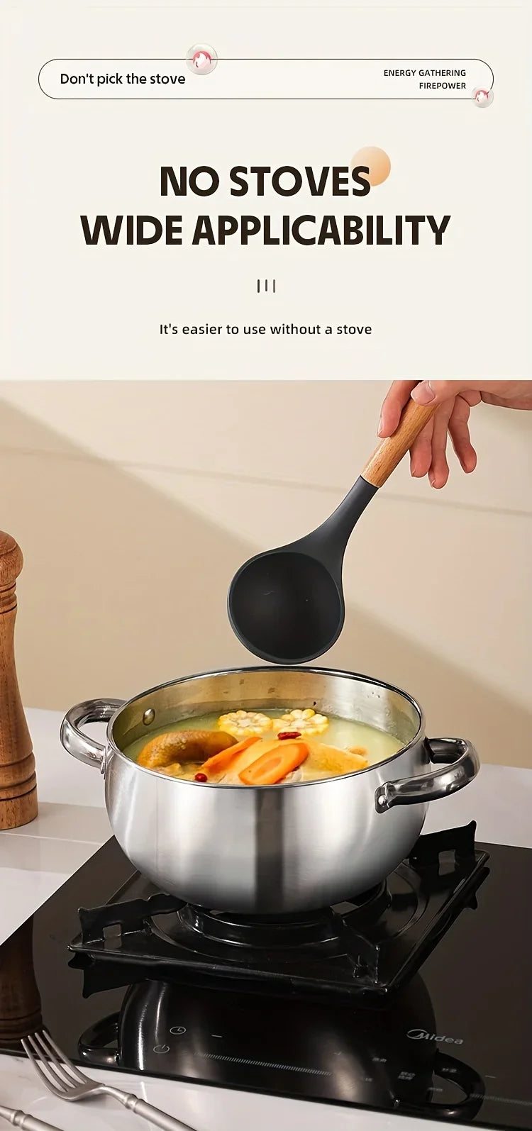3pcs Stainless Steel Cookware Set with Lids - Induction Compatible, Thick Walls for Even Heating, Dual Handles & Covers ，