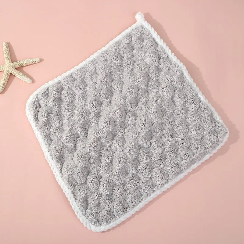 TILONDEX 1PC 30x30cm Cube Bubble Coral Fleece Hand Towels Super Absorbent Kitchen Dish Cloths