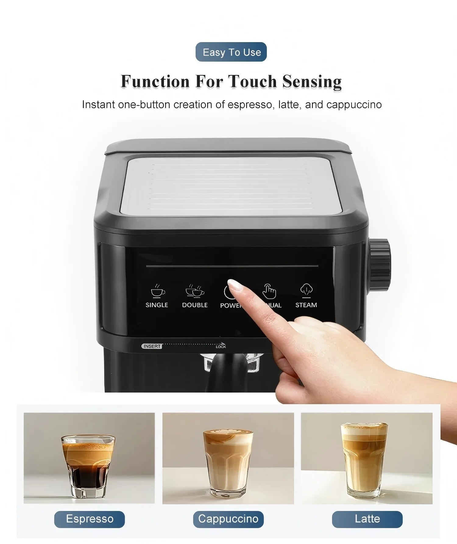 Home Coffee Machine 20Bar Pump Pressure Energy Saving Self-Cleaning Portable Small Coffee Grinder Machine for Home Office