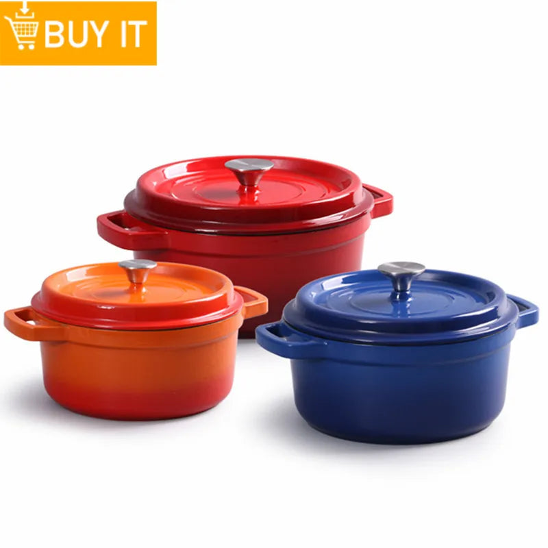 Enameled Cast Iron Dutch Oven 21cm Seafood Stockpot Cookware NonStick Enamel Pot Casserole Dish for All Heat Source Stew Pot