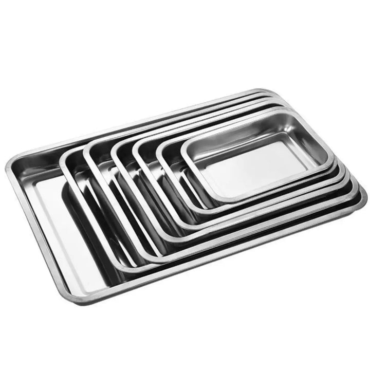 New Stainless Steel Tea Tray Rectangle Japanese Style Serving Plate Barbecue Plate Home Office