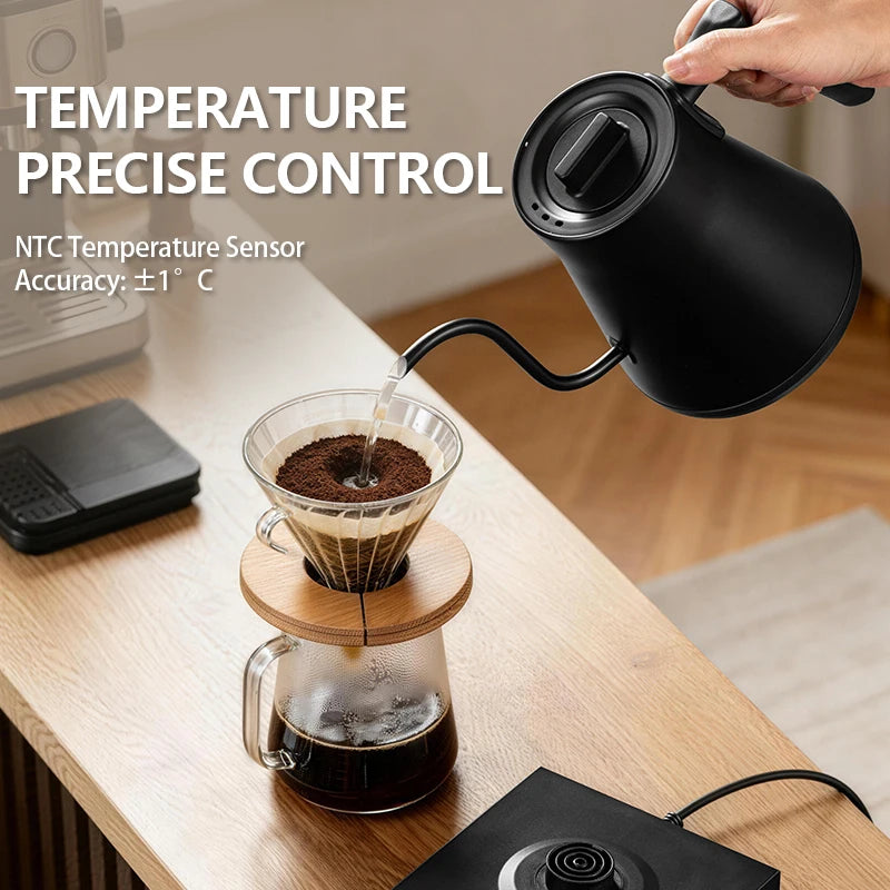 700ML Electric Gooseneck Kettle 1000W Temperature Control Rapid Heating Smart Teapot Hand Drip Brew Coffee Tea Water Pot 220V