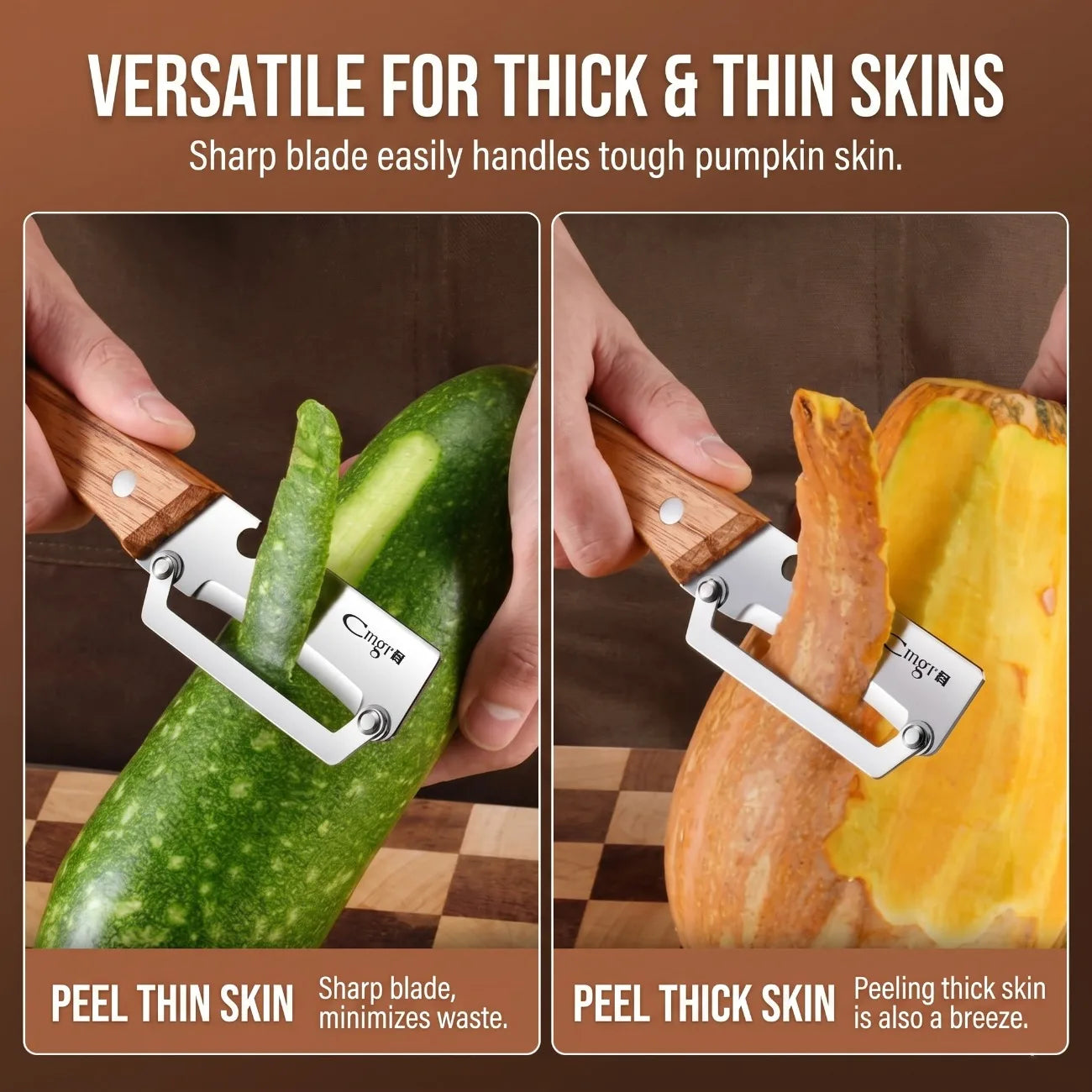 Premium 2-Piece Peeling Knife Set Ultra Sharp Stainless Steel Blade Wood Handle with Bottle Opener&Hanging Loop for Home Kitchen