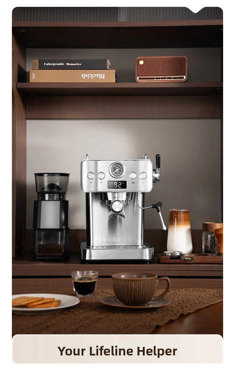 20Bar Semi-Automatic Espresso Machine - Compact Stainless Steel Coffee Maker with Steam Milk Frother for Home/Office, Italian