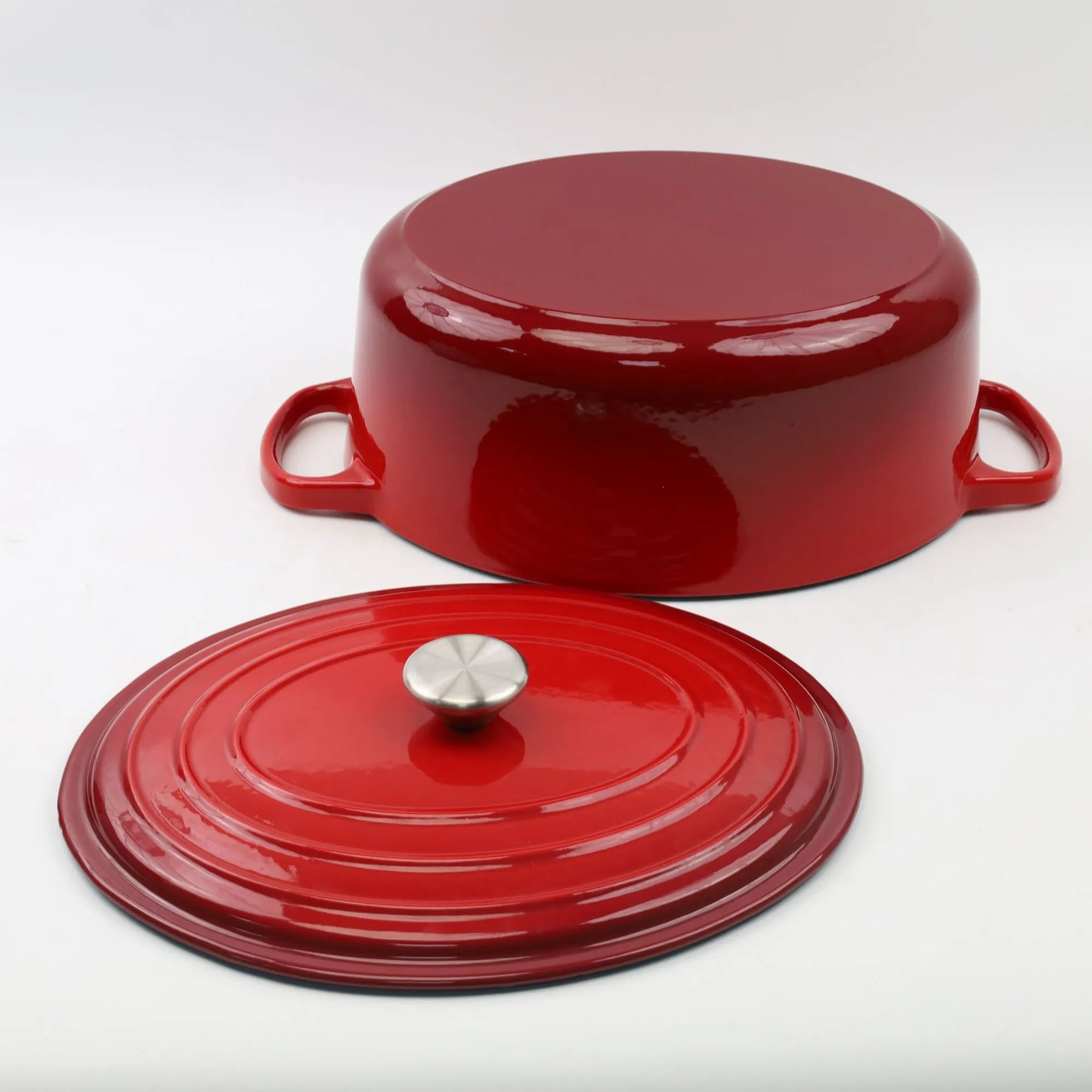 33cm Enameled Cast Iron Oval Dutch Oven for Braising Broiling Bread Baking 4L Saucepan Kitchen Utensil Cast Iron Casserole Dish
